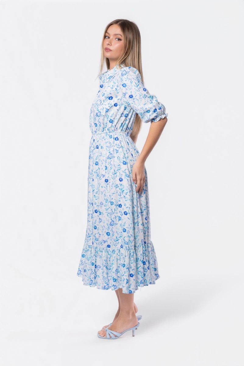 Amy Dress (White Blue) - Dress - Yakira Bella