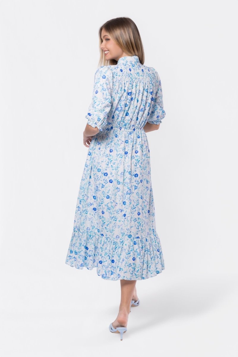 Amy Dress (White Blue) - Dress - Yakira Bella
