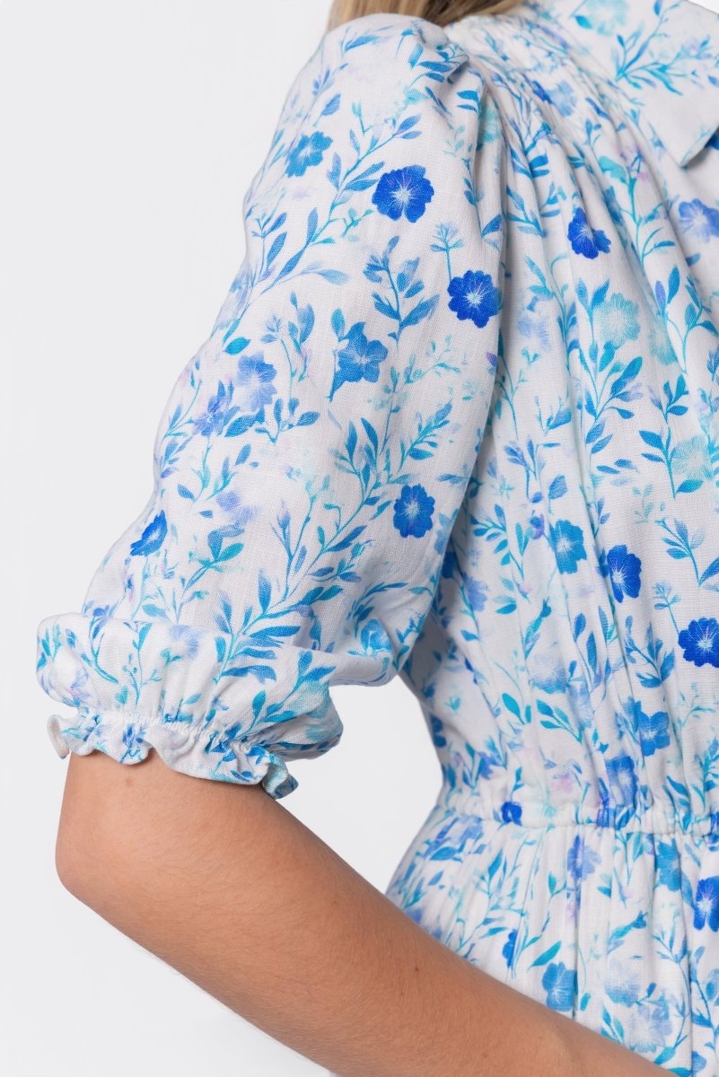 Amy Dress (White Blue) - Dress - Yakira Bella