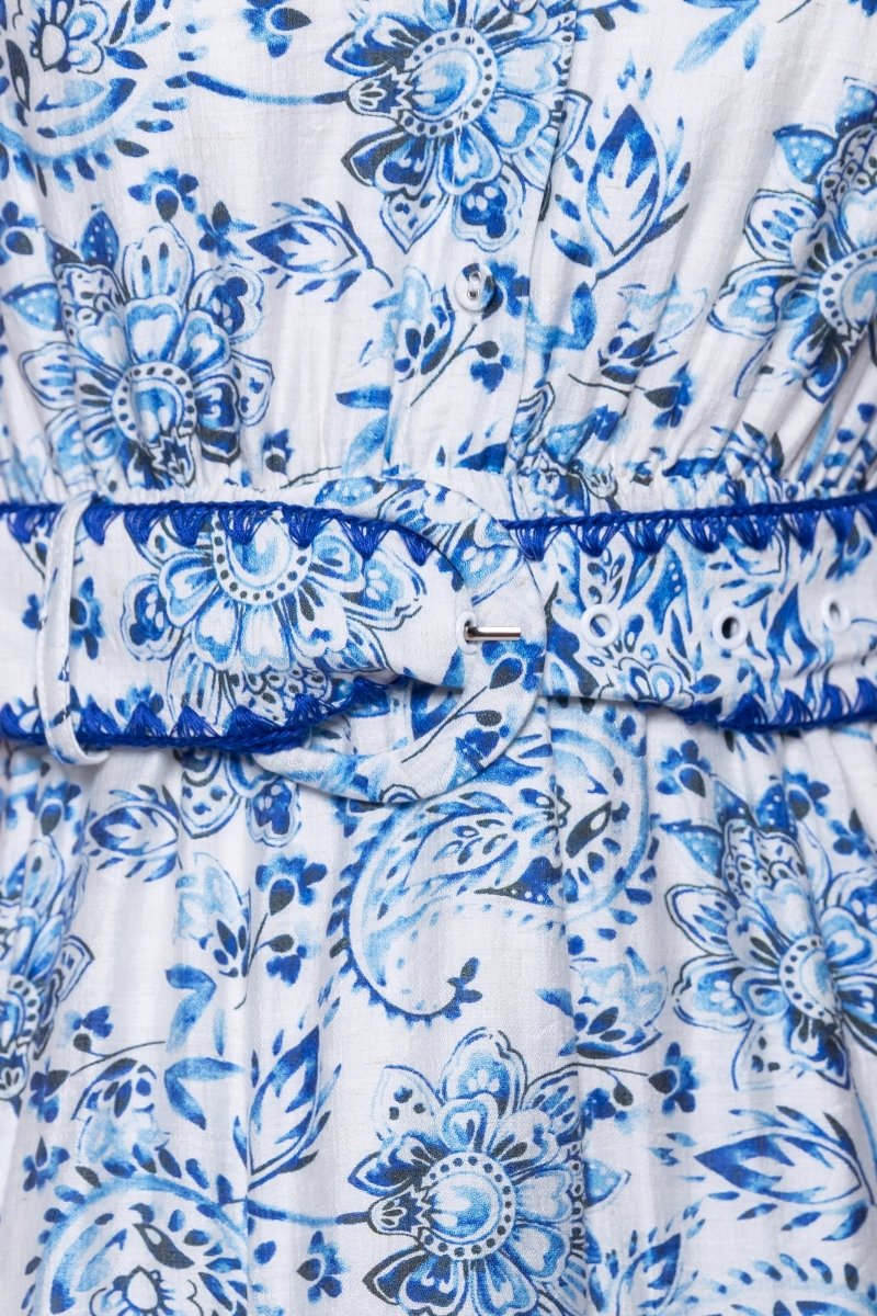 Analia Dress 36" (Blue Pattern) - Dress - Yakira Bella