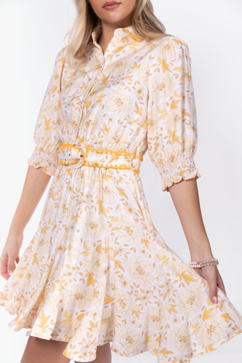 Analia Dress 36" (Yellow Flower) - Dress - Yakira Bella