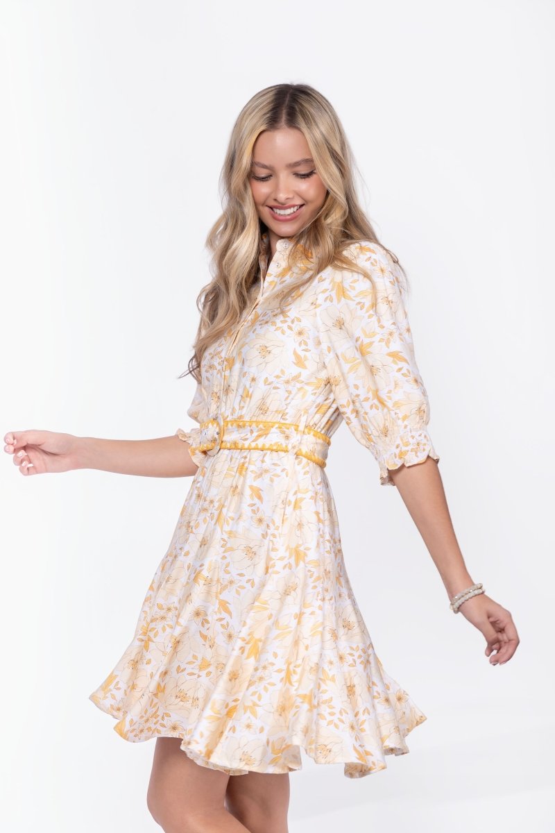 Analia Dress 36" (Yellow Flower) - Dress - Yakira Bella