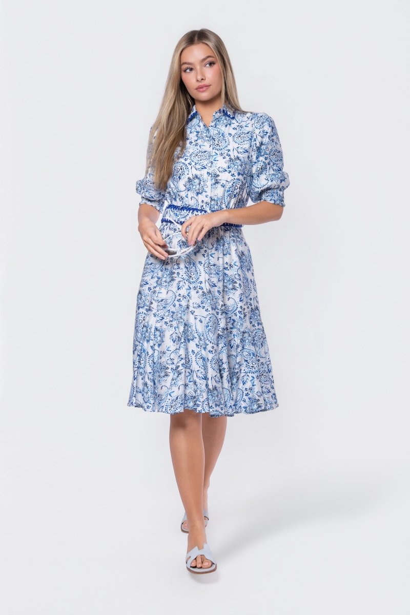 Analia Dress 42" (Blue Pattern) - Dress - Yakira Bella
