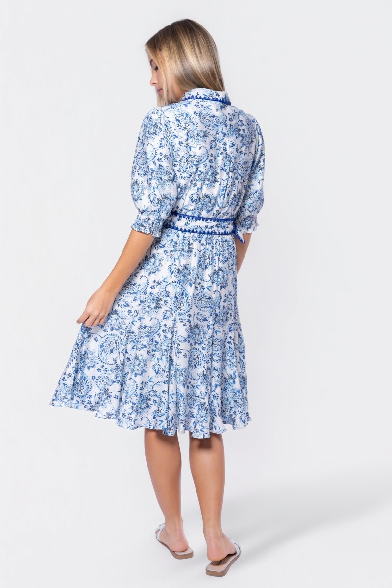 Analia Dress 42" (Blue Pattern) - Dress - Yakira Bella