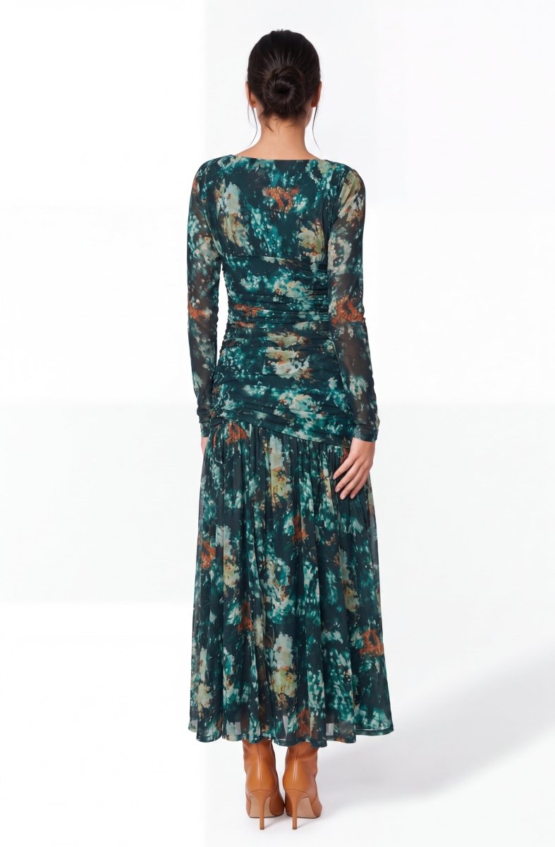 Angelina Dress (Green Pattern) - Dress - Yakira Bella