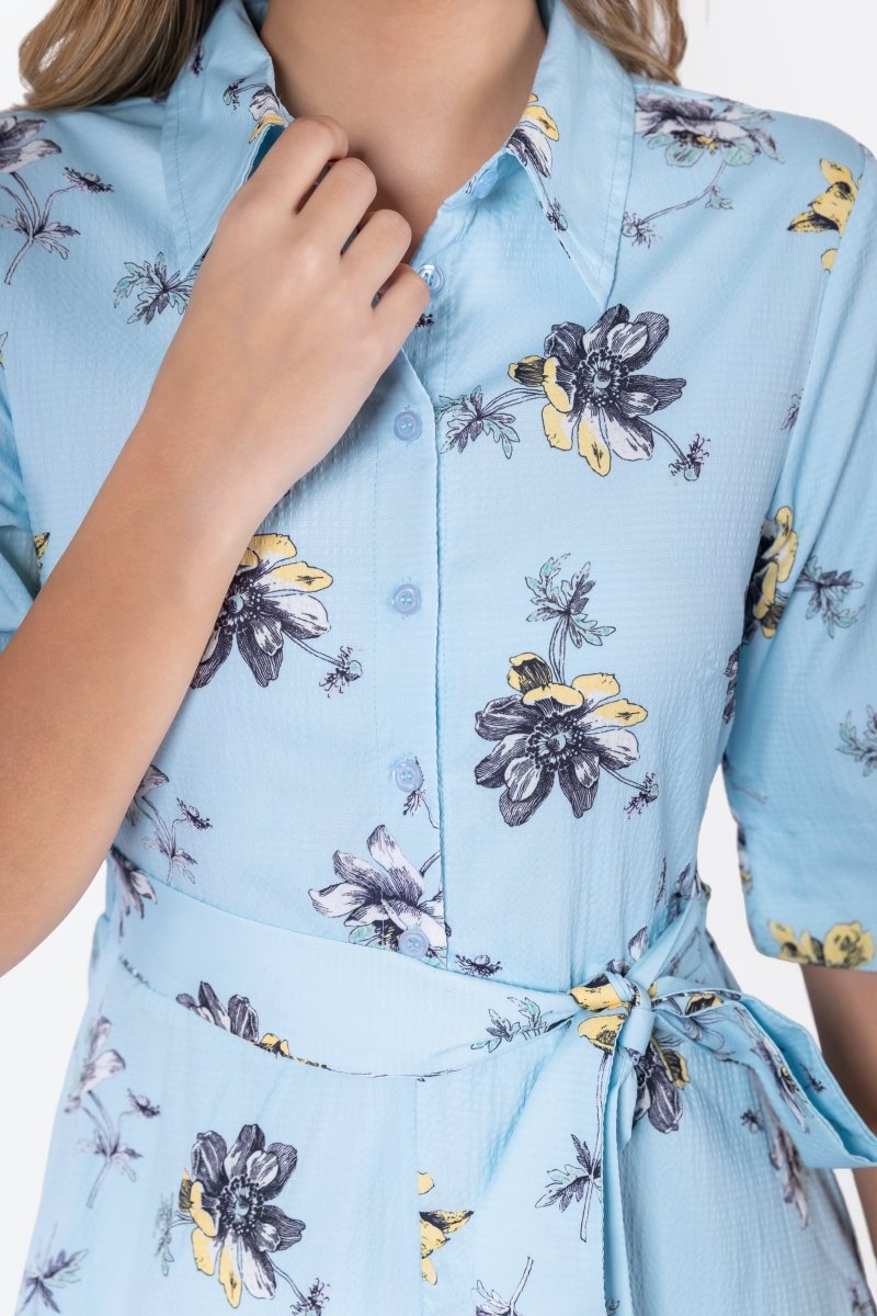 Anika Dress (Blue Flower) - Dress - Yakira Bella