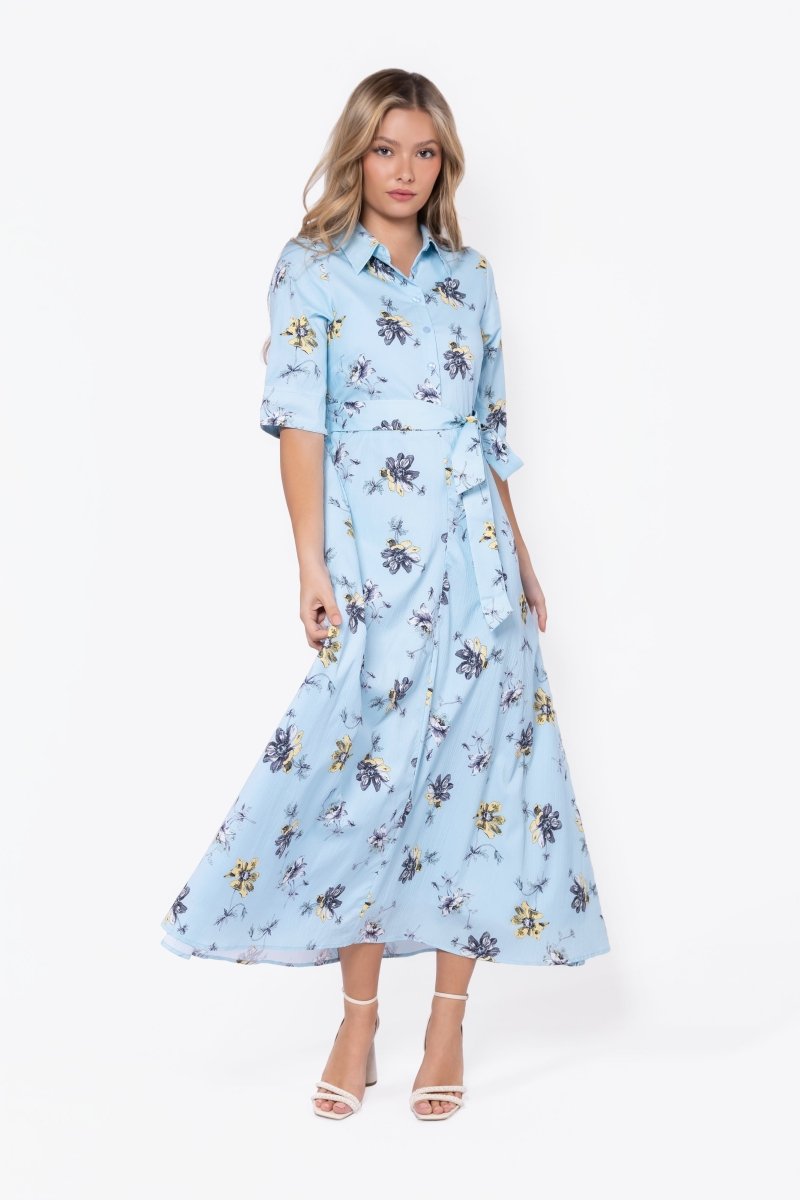 Anika Dress (Blue Flower) - Dress - Yakira Bella