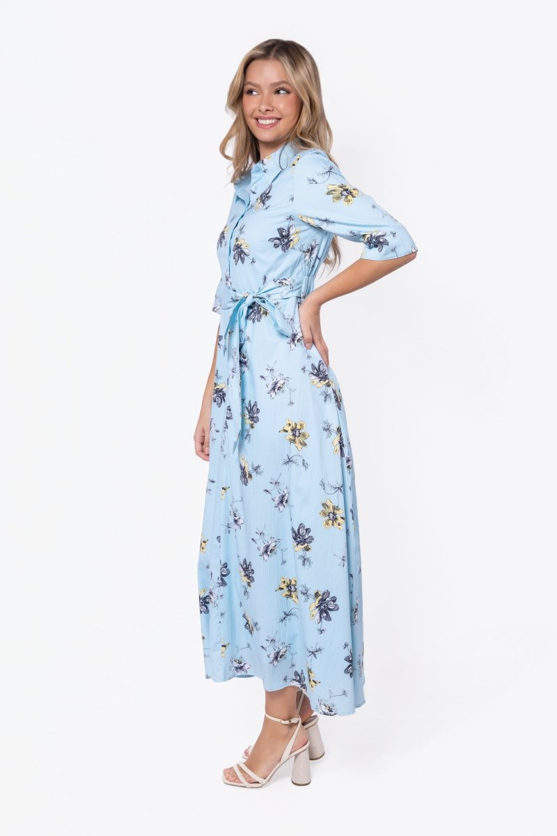 Anika Dress (Blue Flower) - Dress - Yakira Bella
