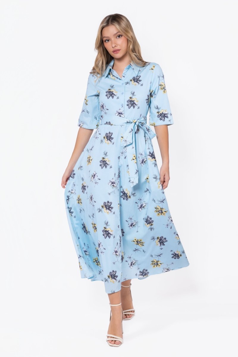 Anika Dress (Blue Flower) - Dress - Yakira Bella