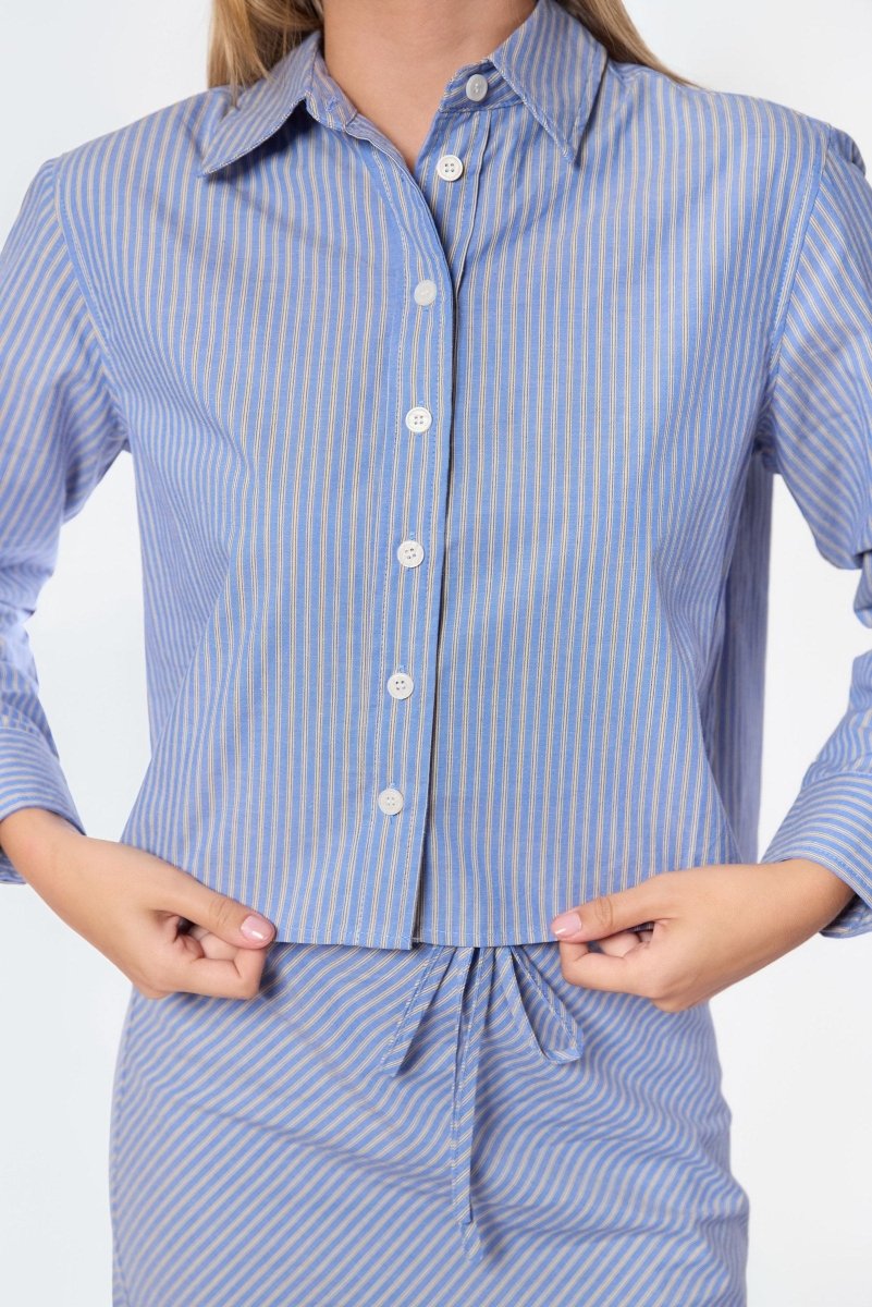 Anita Top (Blue/Beige) - Top - Yakira Bella