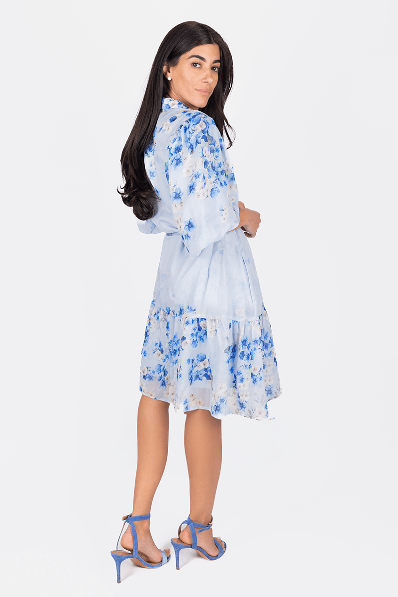 ANNETTE DRESS 36" (BLUE PATTERN) - Dress - Yakira Bella
