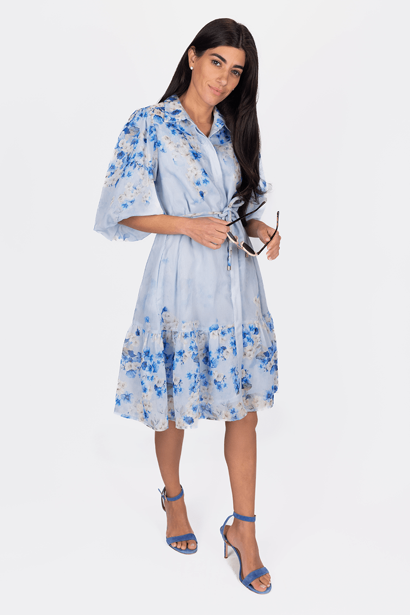 ANNETTE DRESS 36" (BLUE PATTERN) - Dress - Yakira Bella