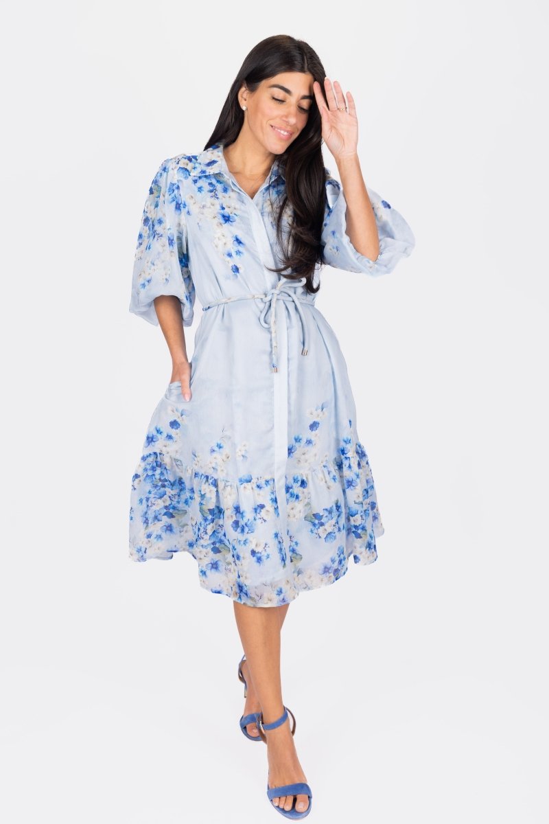 ANNETTE DRESS 41" (BLUE PATTERN) - Dress - Yakira Bella