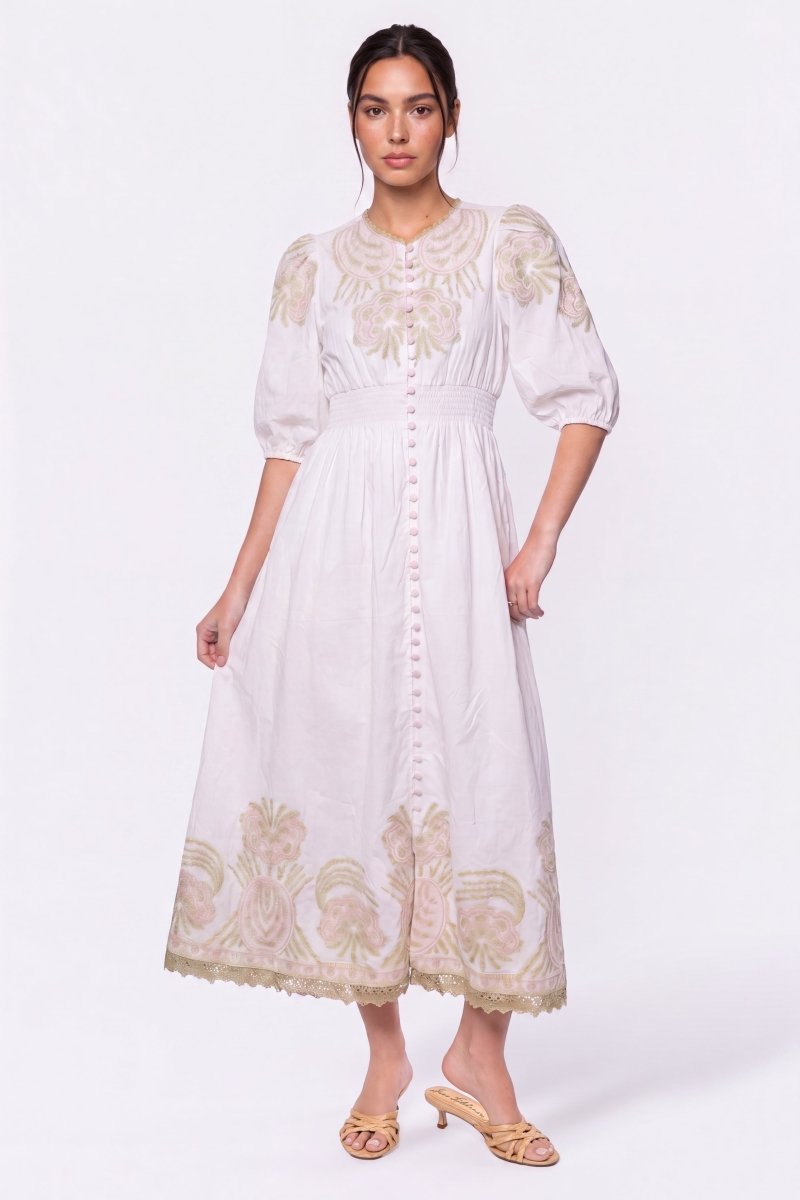 Ashley Dress (Ivory Pink) - Dress - Yakira Bella