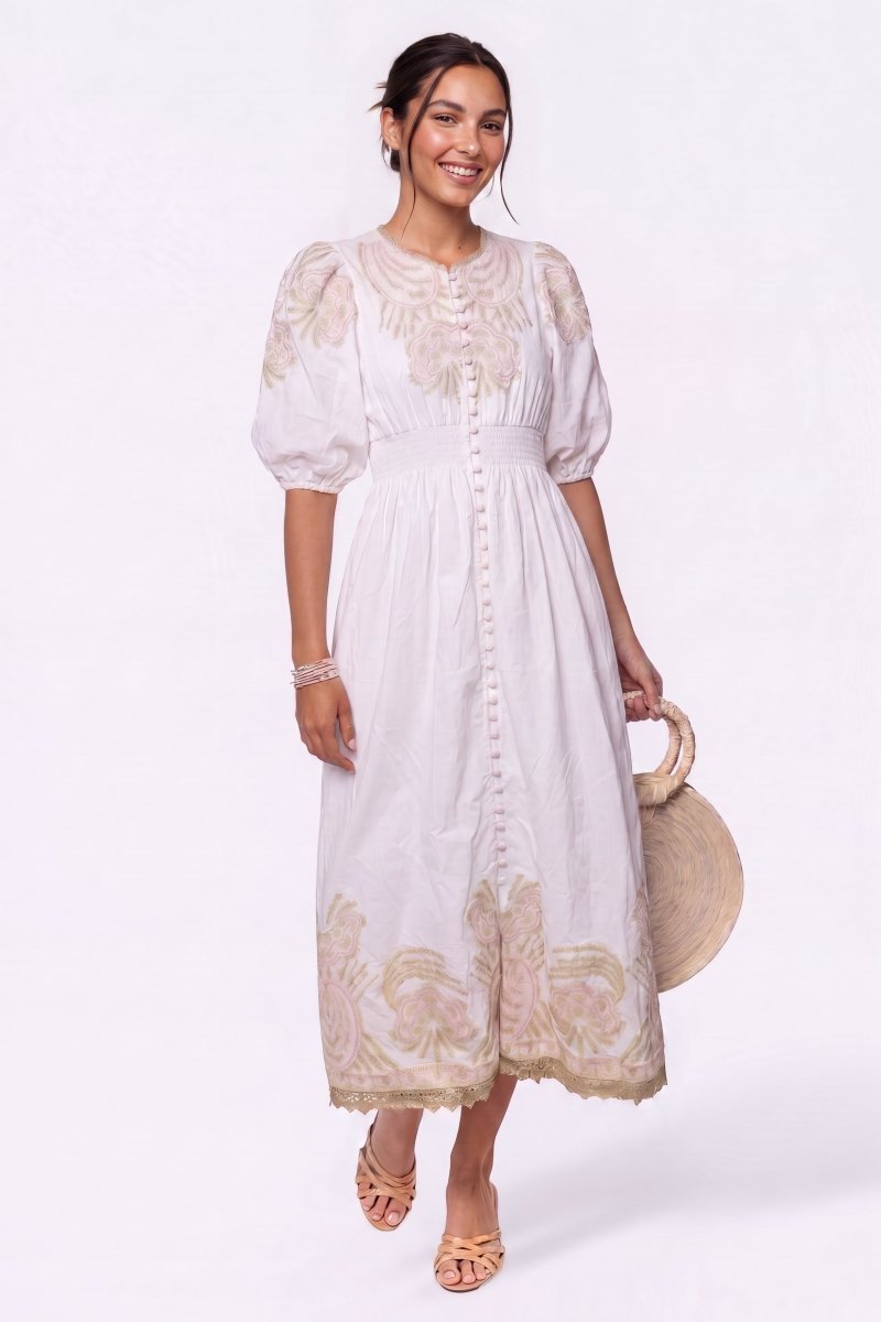Ashley Dress (Ivory Pink) - Dress - Yakira Bella