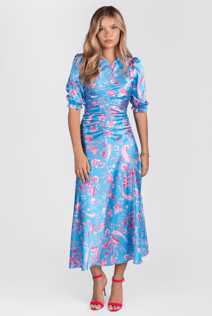 AUDREY DRESS (BLUE/PATTERN) - Dress - Yakira Bella