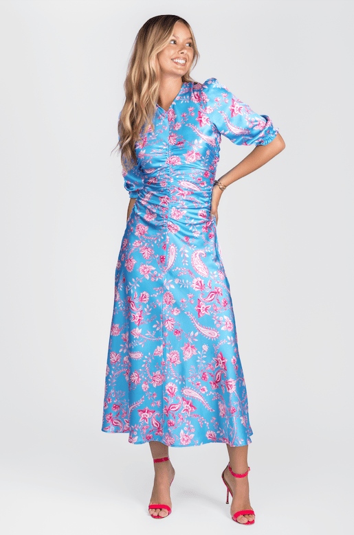 AUDREY DRESS (BLUE/PATTERN) - Dress - Yakira Bella
