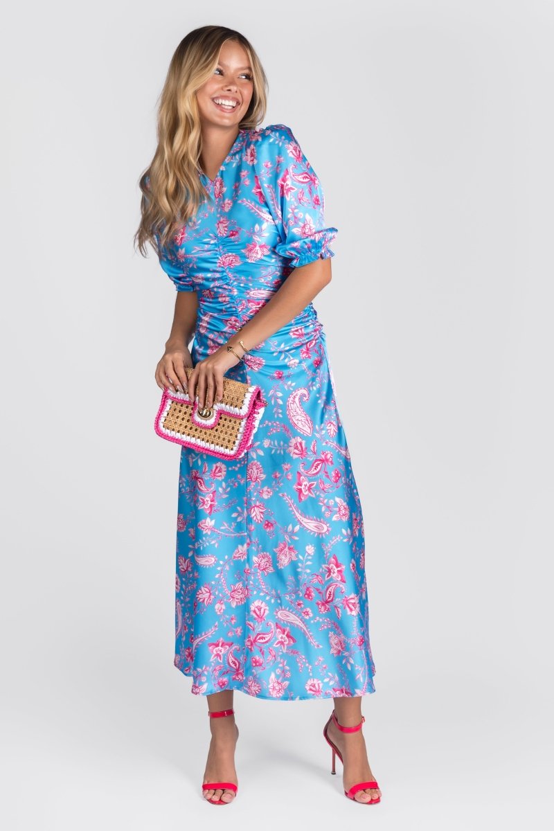 AUDREY DRESS (BLUE/PATTERN) - Dress - Yakira Bella
