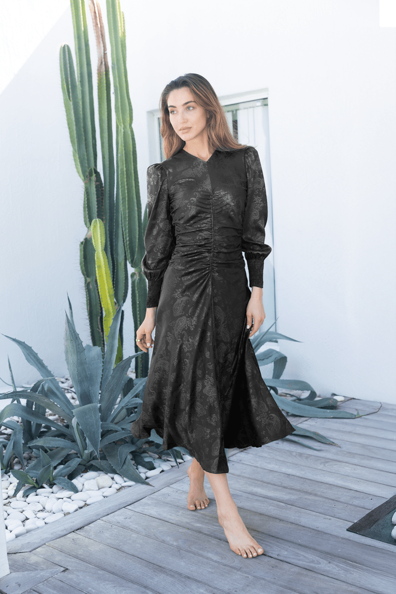 AUDREY DRESS LONG SLEEVE (BLACK) - Dress - Yakira Bella