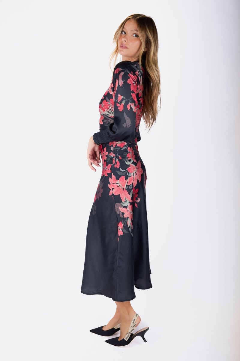 Audrey Dress Long Sleeve (Black Red) - Dress - Yakira Bella