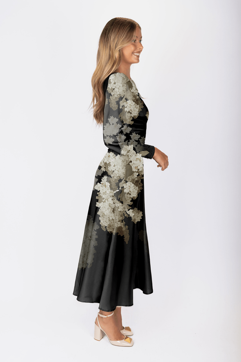 Audrey dress Long Sleeve (Black/White) - Dress - Yakira Bella