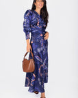 Audrey Dress Long Sleeve (Blue Pattern) - Dress - Yakira Bella