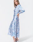Audrey Dress Long Sleeve (Blue Pattern) - Dress - Yakira Bella