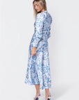 Audrey Dress Long Sleeve (Blue Pattern) - Dress - Yakira Bella