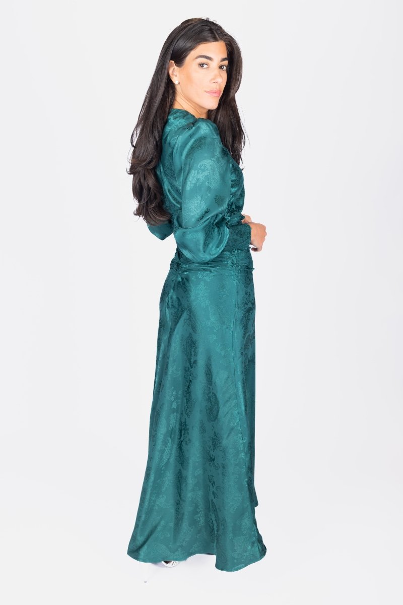 AUDREY DRESS LONG SLEEVE (GREEN) - Dress - Yakira Bella