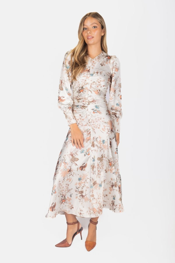 Audrey Dress Long Sleeve (Ivory Ground) - Dress - Yakira Bella