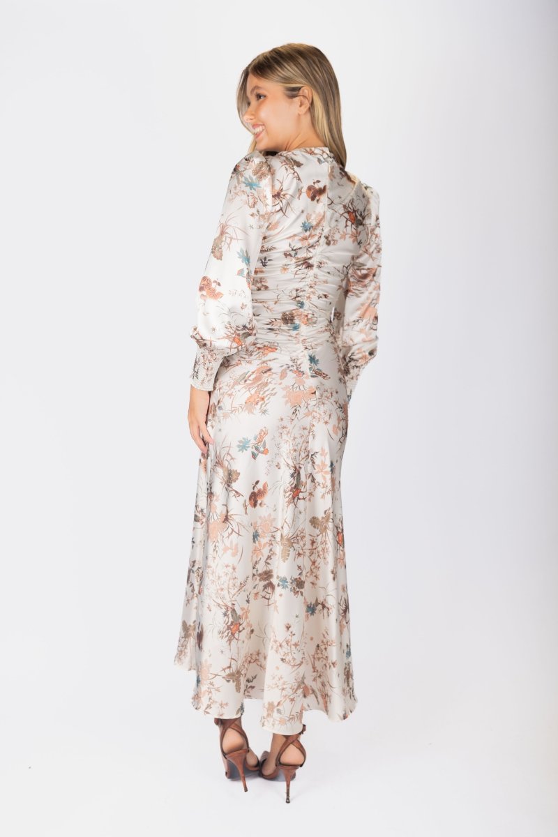 Audrey Dress Long Sleeve (Ivory Ground) - Dress - Yakira Bella