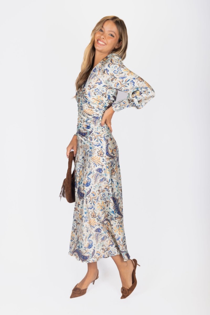 Audrey Dress Long Sleeve (Ivory Purple) - Dress - Yakira Bella