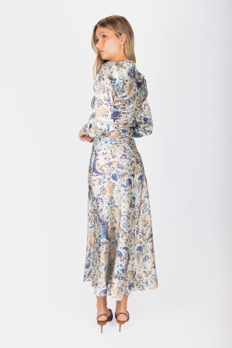 Audrey Dress Long Sleeve (Ivory Purple) - Dress - Yakira Bella