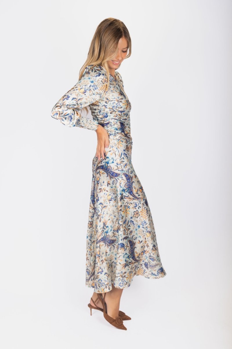 Audrey Dress Long Sleeve (Ivory Purple) - Dress - Yakira Bella