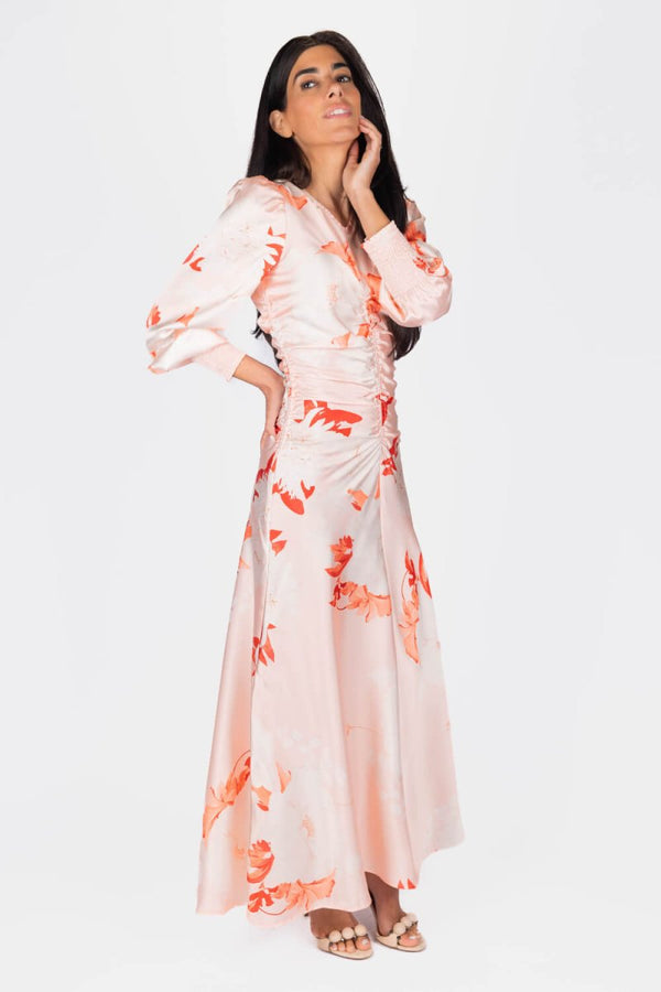 AUDREY DRESS LONG SLEEVE (LIGHT PEACH) - Dress - Yakira Bella