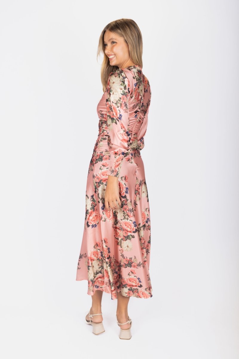 Audrey Dress Long Sleeve (Pink Ground) - Dress - Yakira Bella