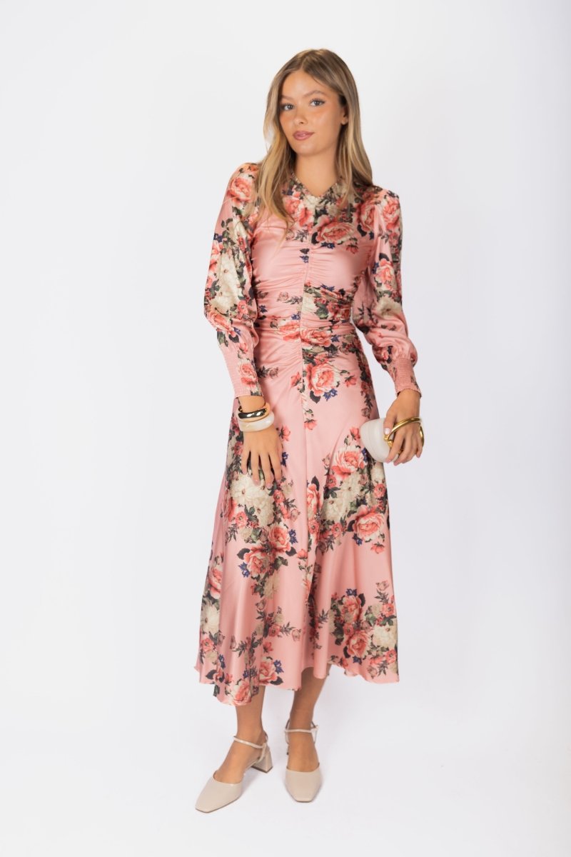 Audrey Dress Long Sleeve (Pink Ground) - Dress - Yakira Bella