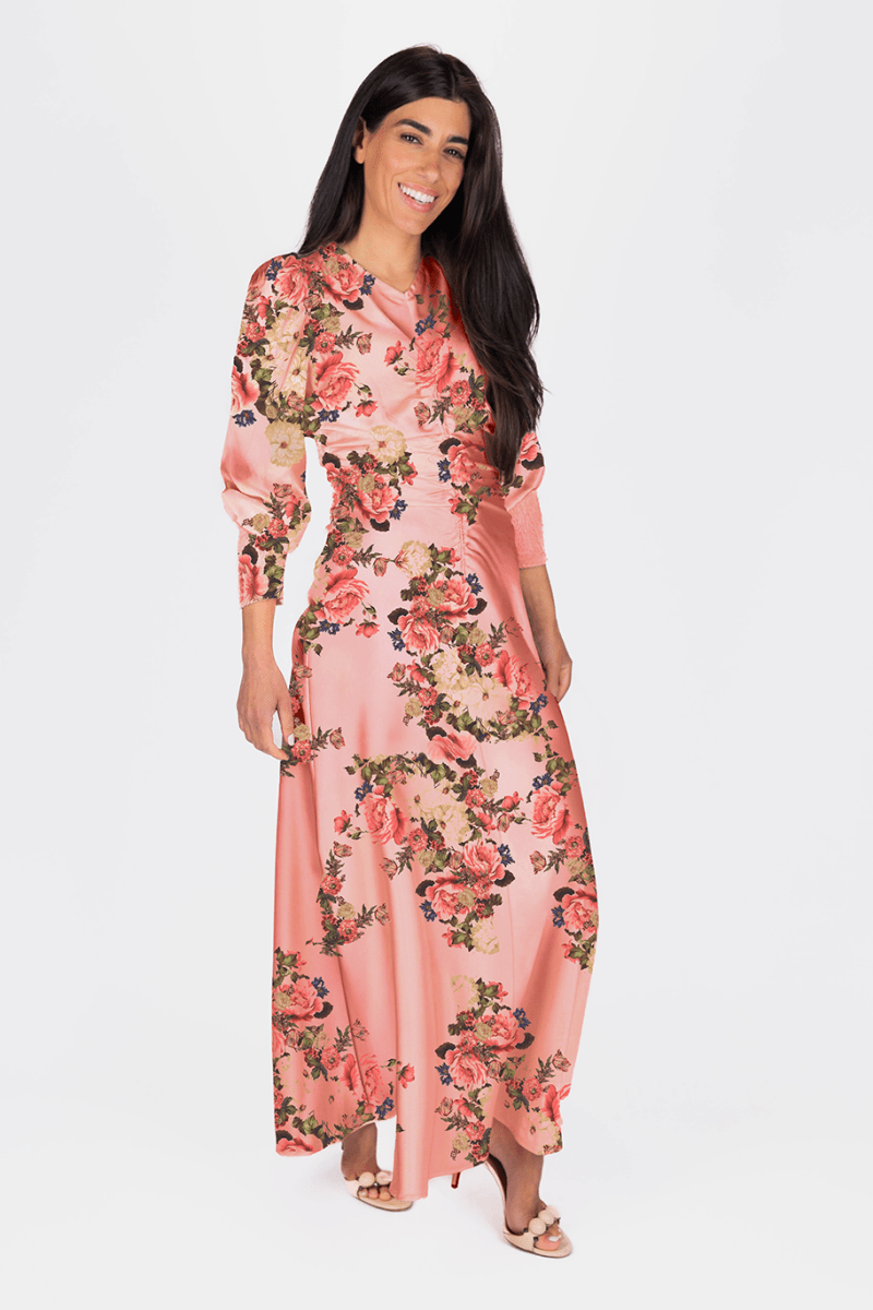 Audrey Dress Long Sleeve (Pink Ground) - Dress - Yakira Bella
