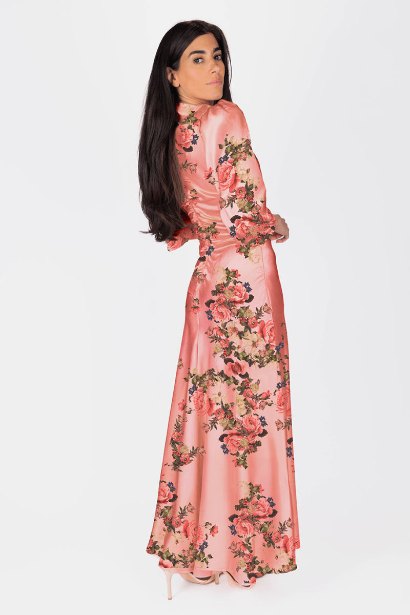 Audrey Dress Long Sleeve (Pink Ground) - Dress - Yakira Bella
