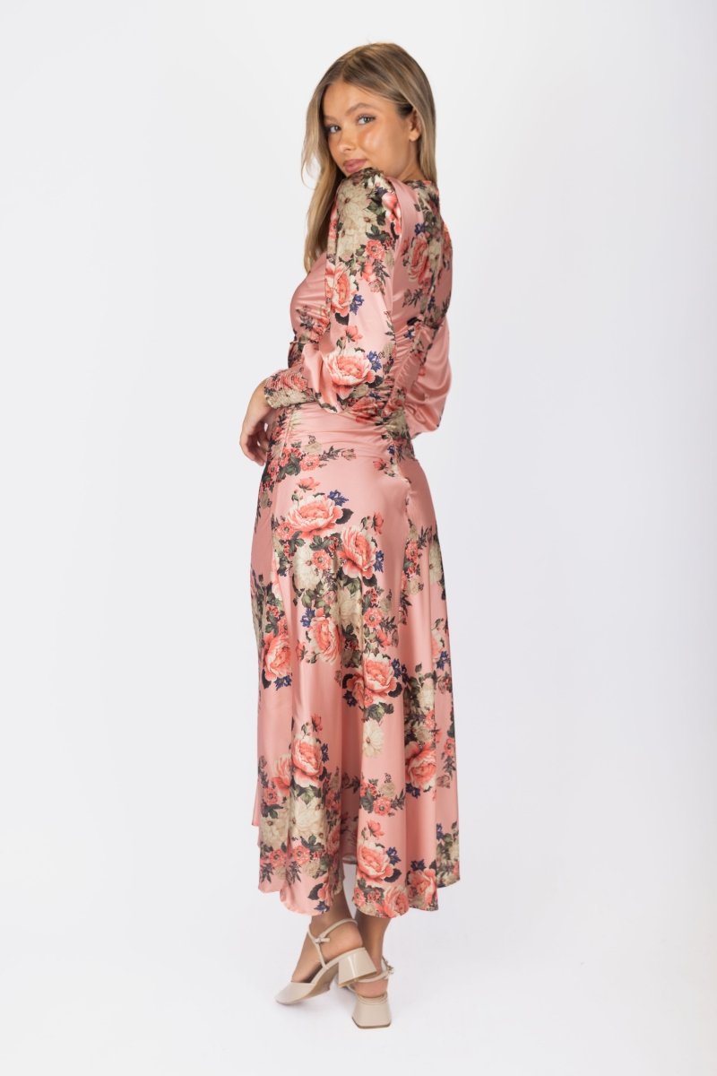 Audrey Dress Long Sleeve (Pink Ground) - Dress - Yakira Bella