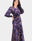 AUDREY DRESS LONG SLEEVE (PURPLE PATTERN) - Dress - Yakira Bella