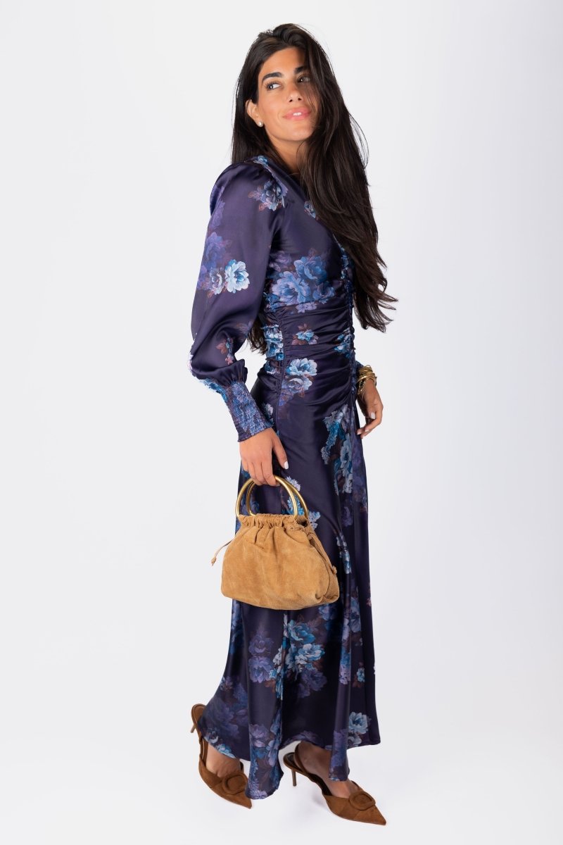 Audrey Dress Long Sleeve (Purple Pattern) - Dress - Yakira Bella