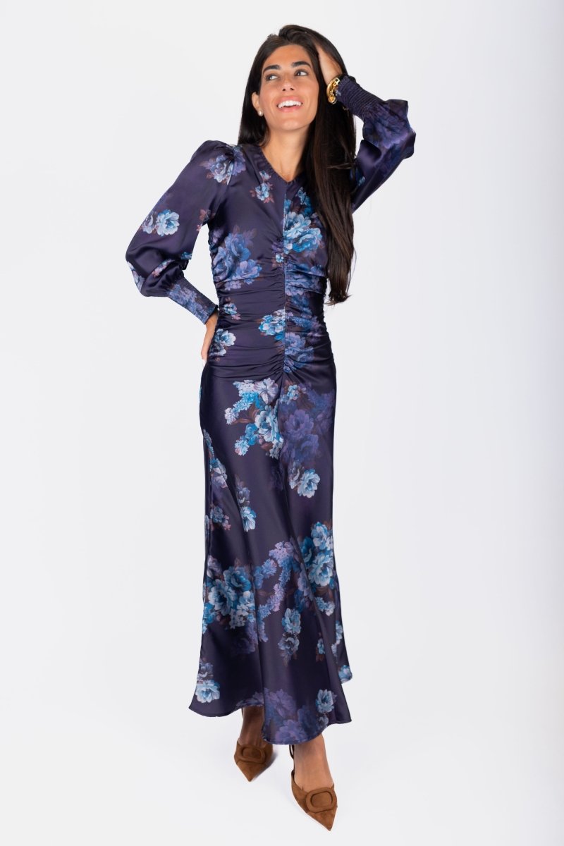 Audrey Dress Long Sleeve (Purple Pattern) - Dress - Yakira Bella