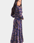 AUDREY DRESS LONG SLEEVE (PURPLE PATTERN) - Dress - Yakira Bella