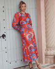 Audrey Dress Long Sleeve (Red/Blue) - Dress - Yakira Bella