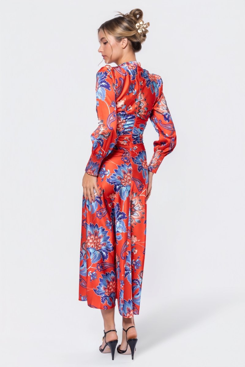 Audrey Dress Long Sleeve (Red/Blue) – Yakira Bella
