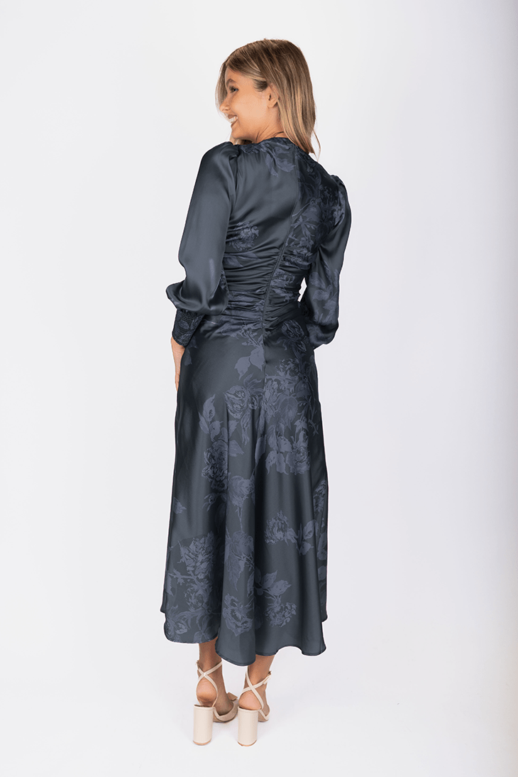 Audrey Dress Long Sleeve (Stone Blue) - Dress - Yakira Bella