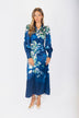 Audrey Dress Long Sleeve (Teal Blue Pattern)