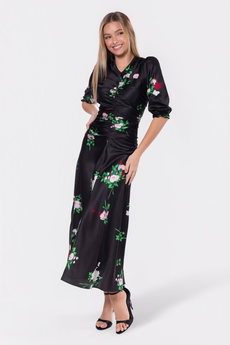 Audrey Dress Short Sleeve (Black Ground) - Dress - Yakira Bella