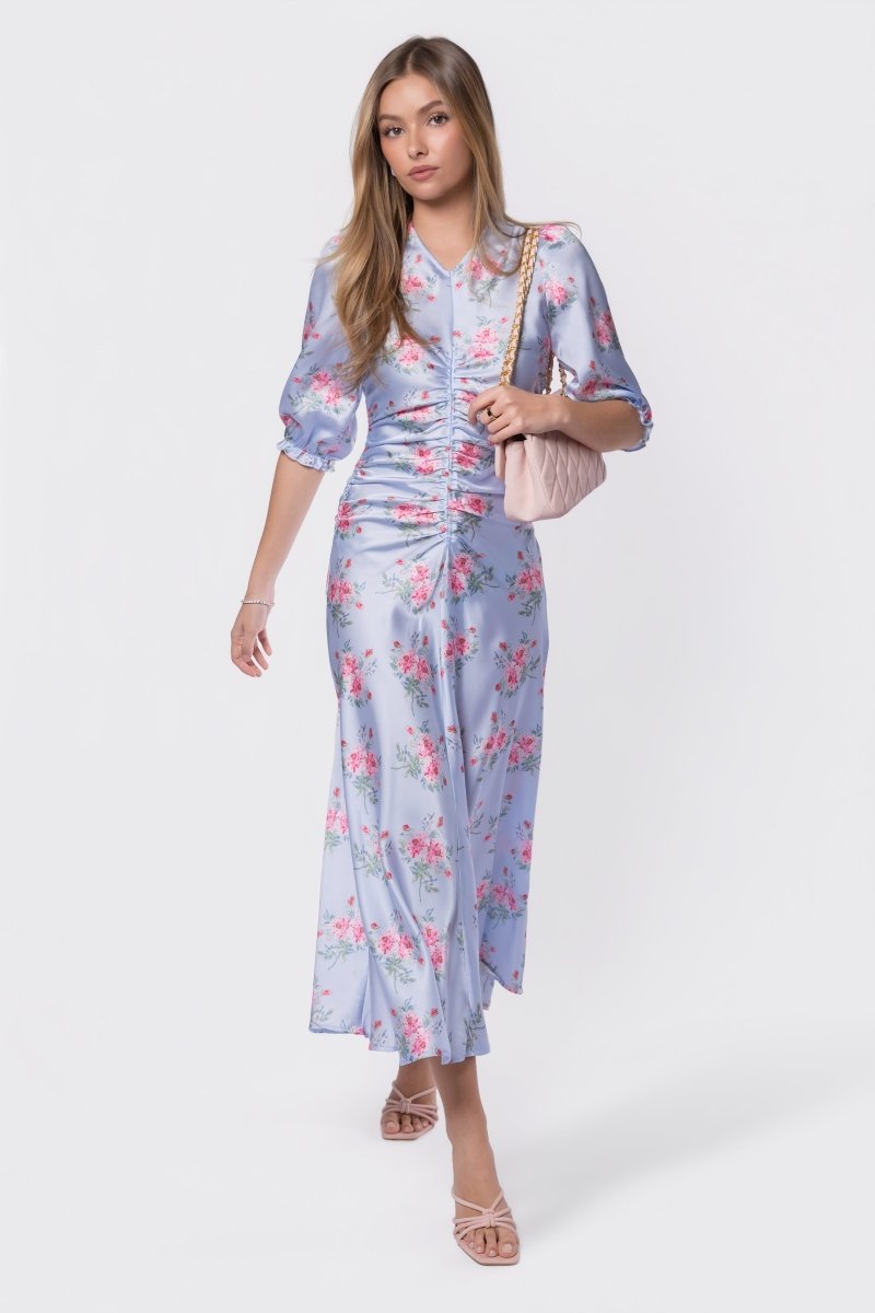 Audrey Dress Short Sleeve (Blue Ground) - Dress - Yakira Bella